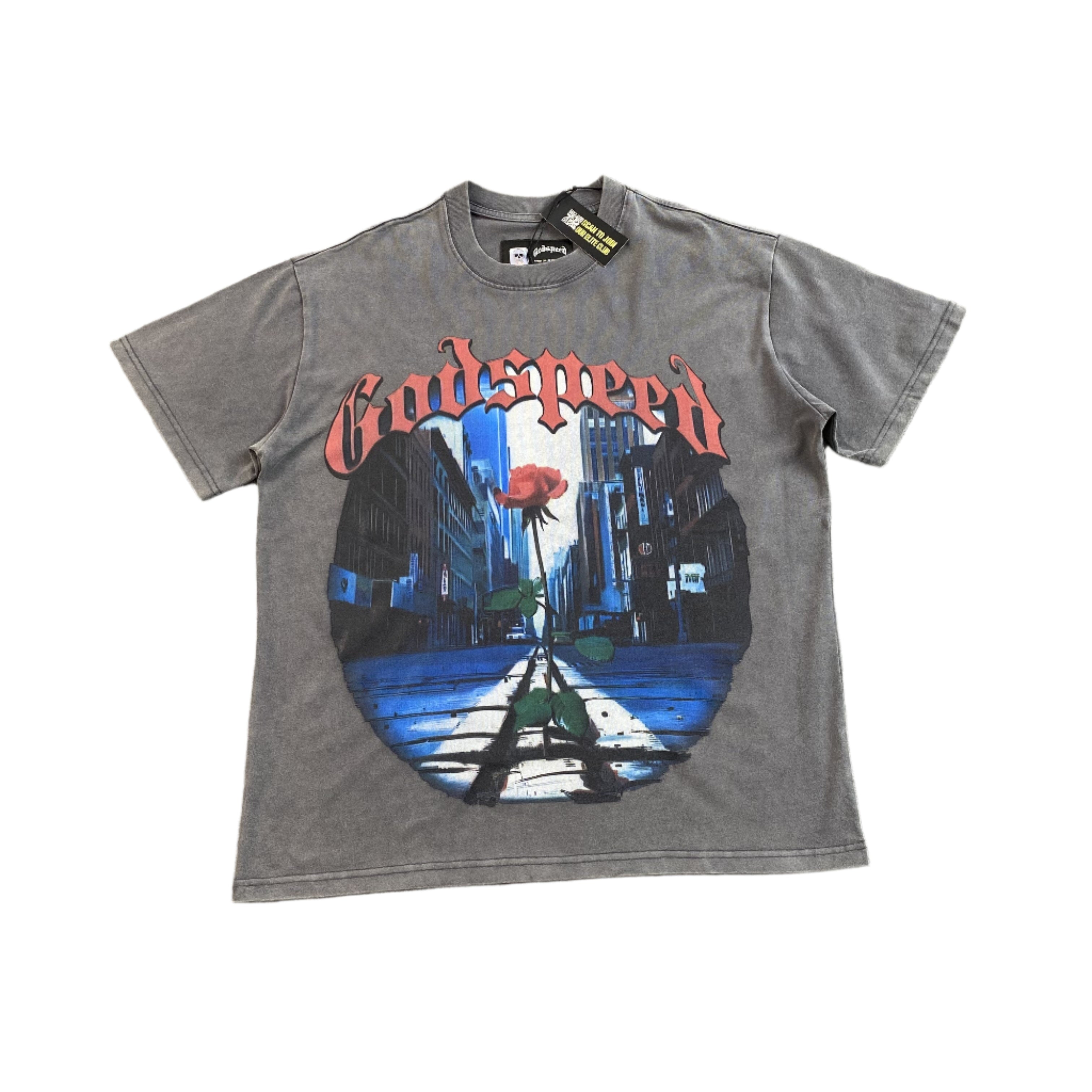 GODSPEED E PLURIBUS UNUM T-SHIRT WASHED GREY