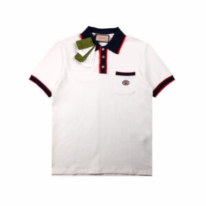 Gucci Polo Shirt with Web Collar (White)