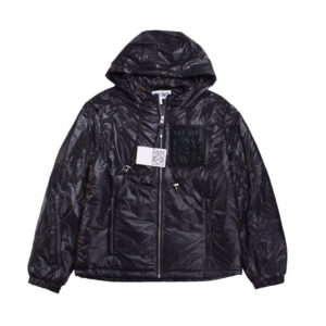 Loewe Hooded Puffer Jacket - Shiny Black