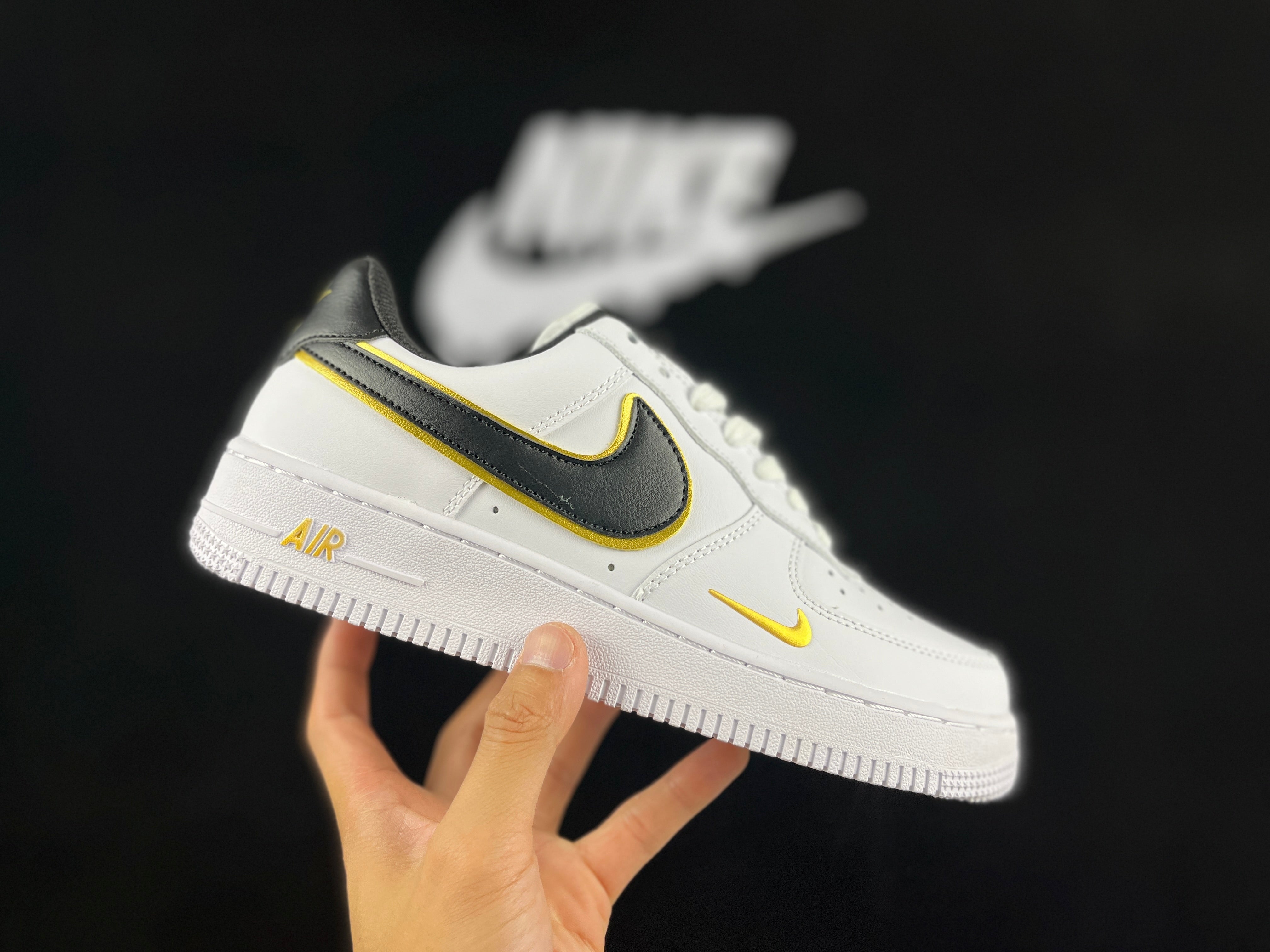 NIKE AIR FORCE 1 "Double Swoosh White/Black/Gold" - Image 2