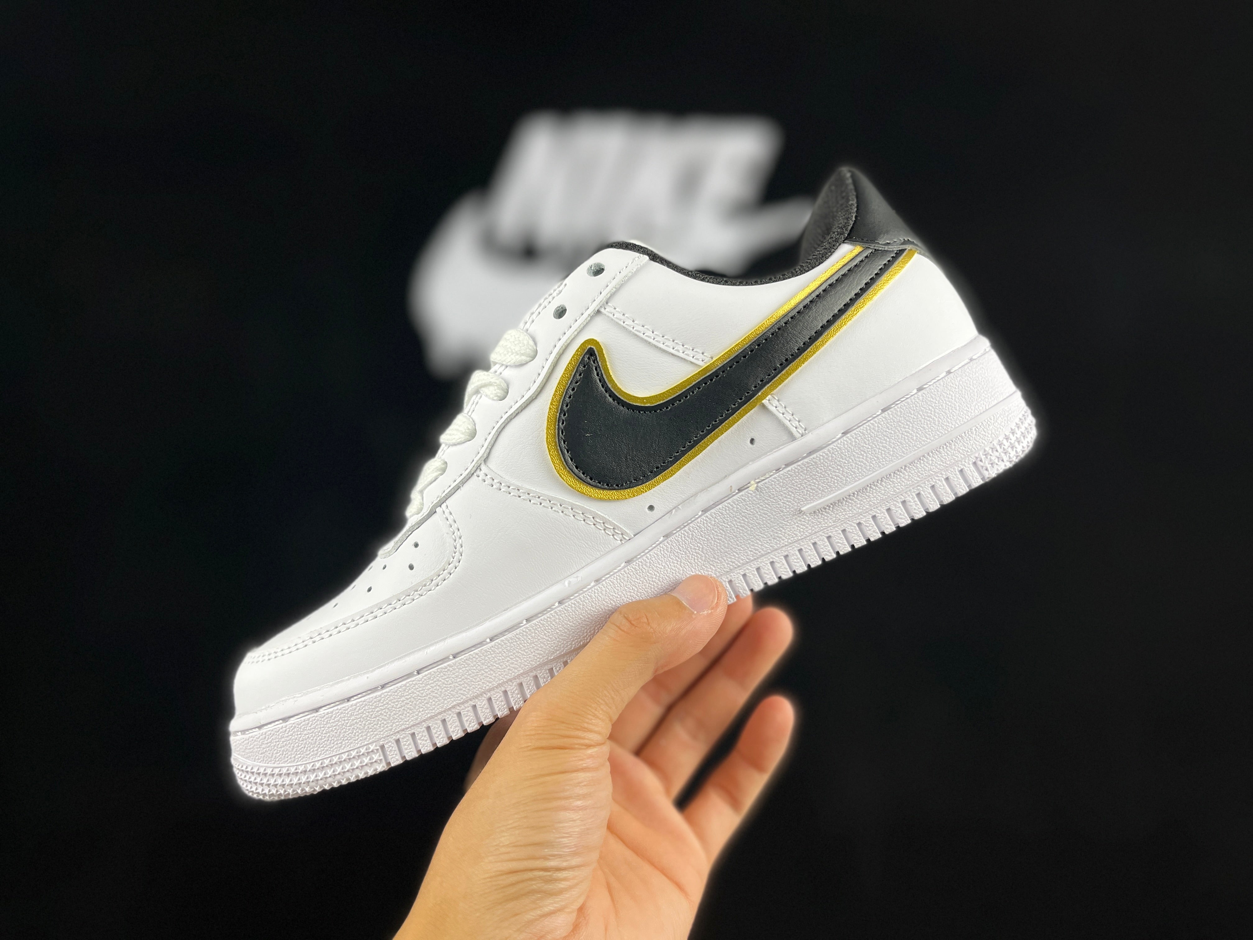 NIKE AIR FORCE 1 "Double Swoosh White/Black/Gold" - Image 3