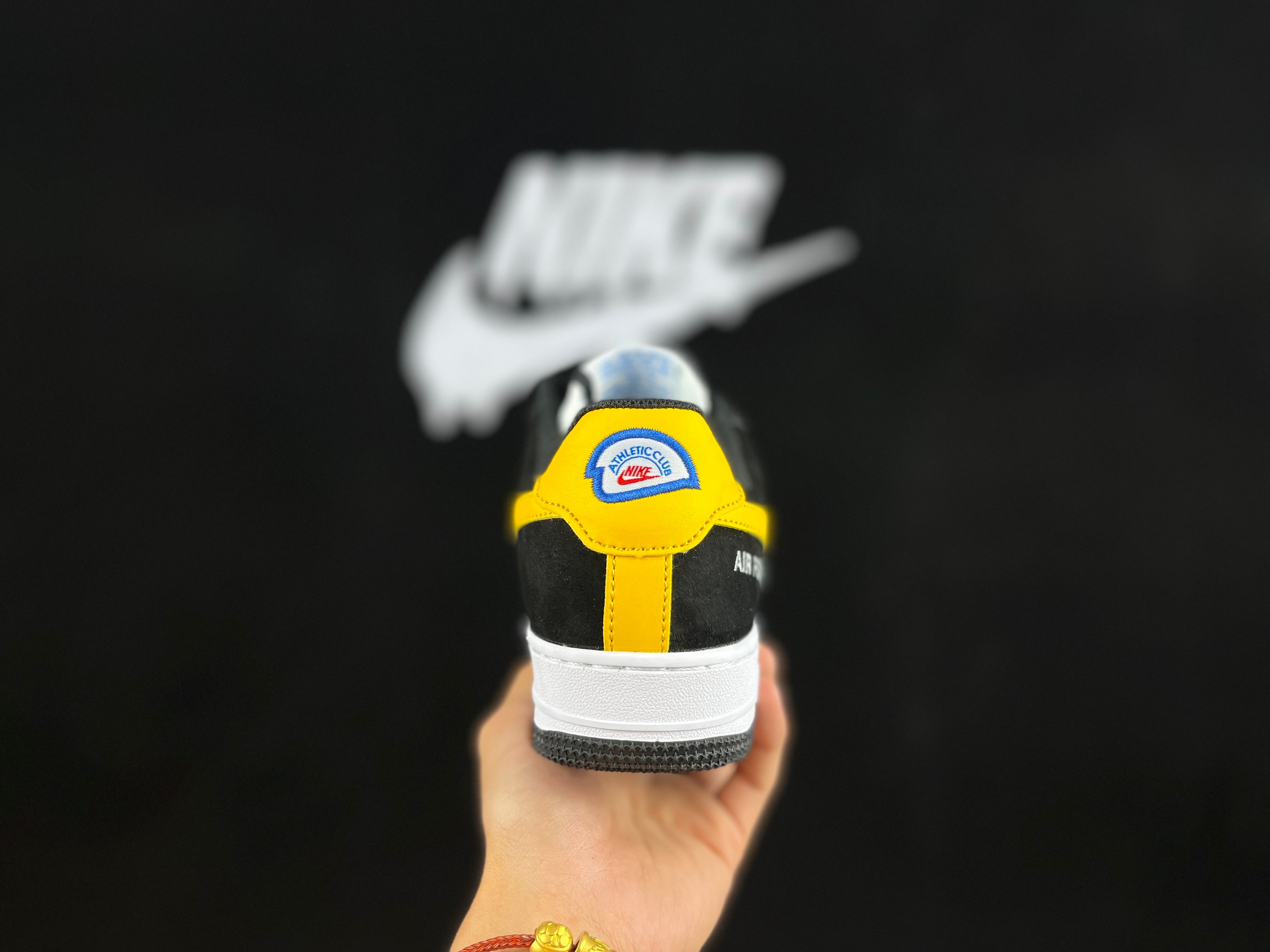 NIKE AIR FORCE 1 Low "Black/White/Yellow Swoosh" - Image 4