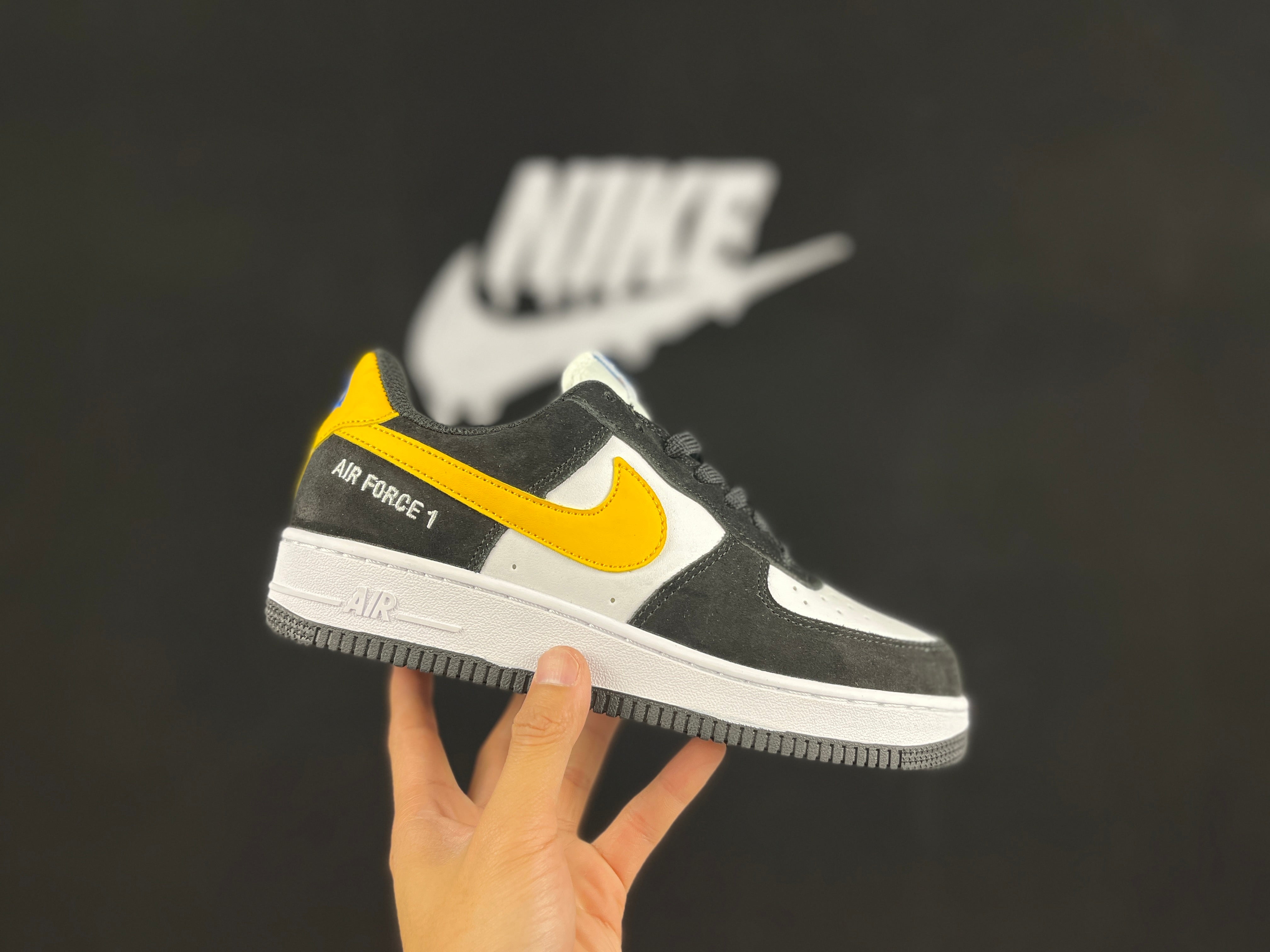 NIKE AIR FORCE 1 Low "Black/White/Yellow Swoosh" - Image 2