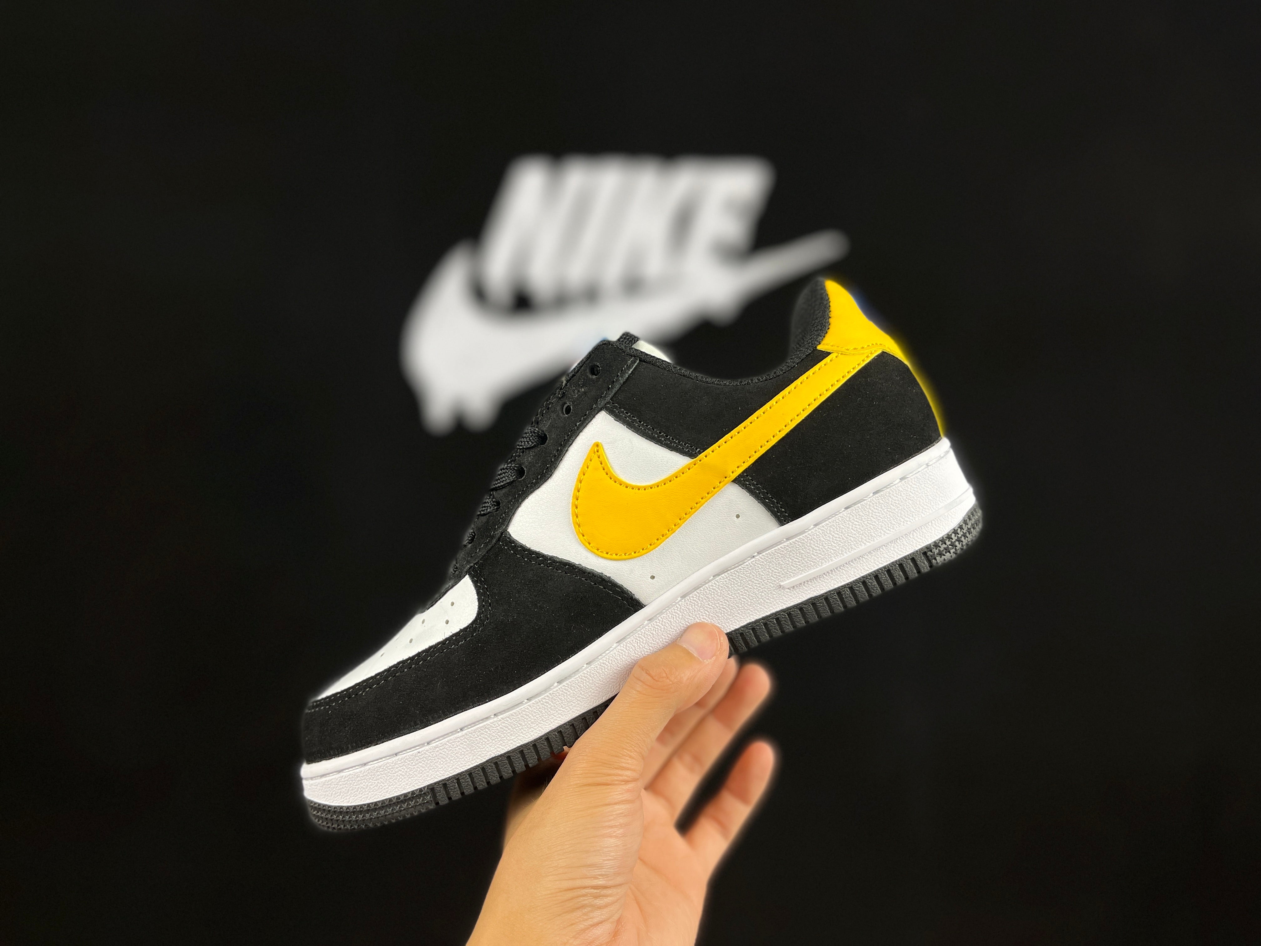NIKE AIR FORCE 1 Low "Black/White/Yellow Swoosh" - Image 3