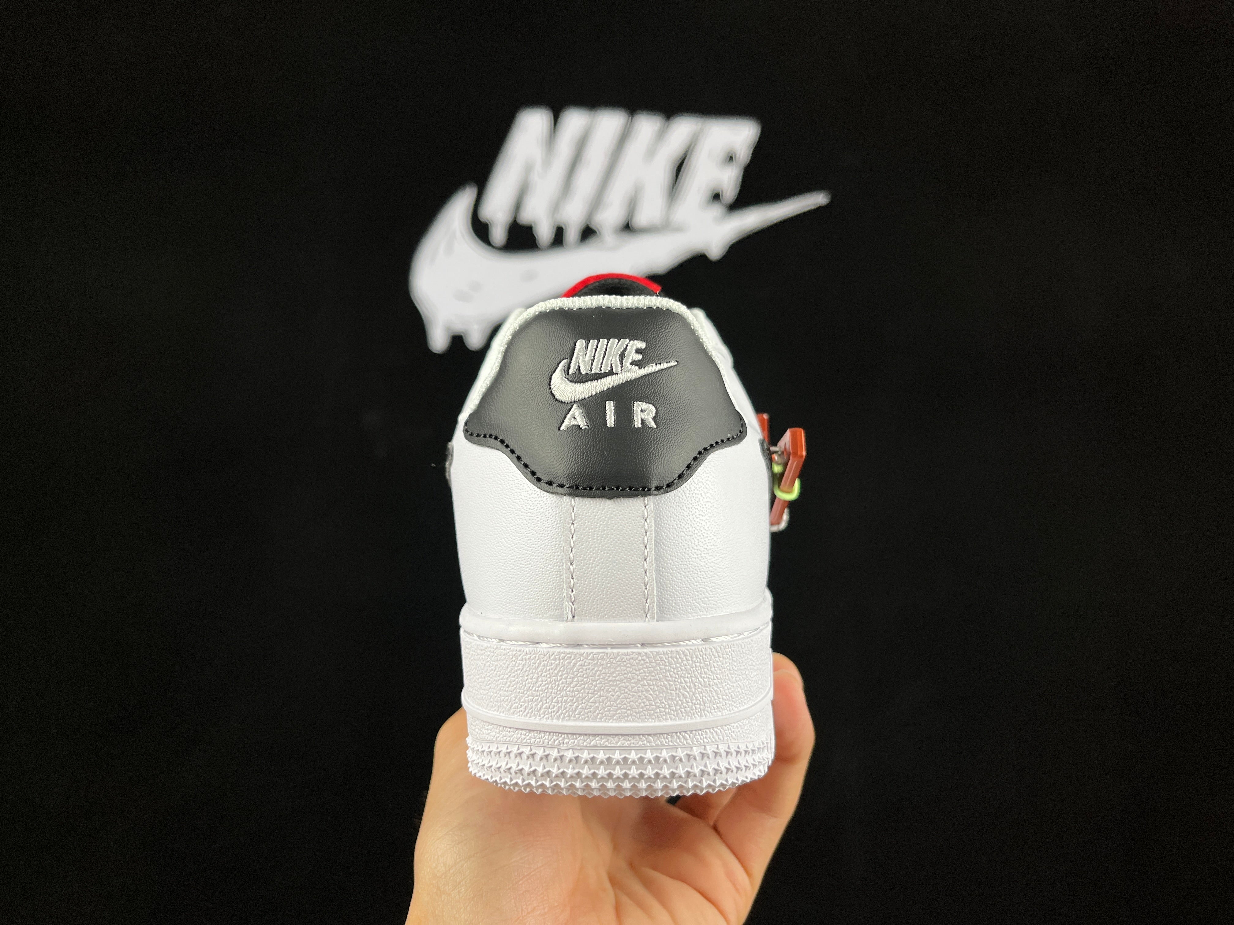 NIKE AIR FORCE 1 Low "White/Black/Red Hiking Buckle" - Image 4