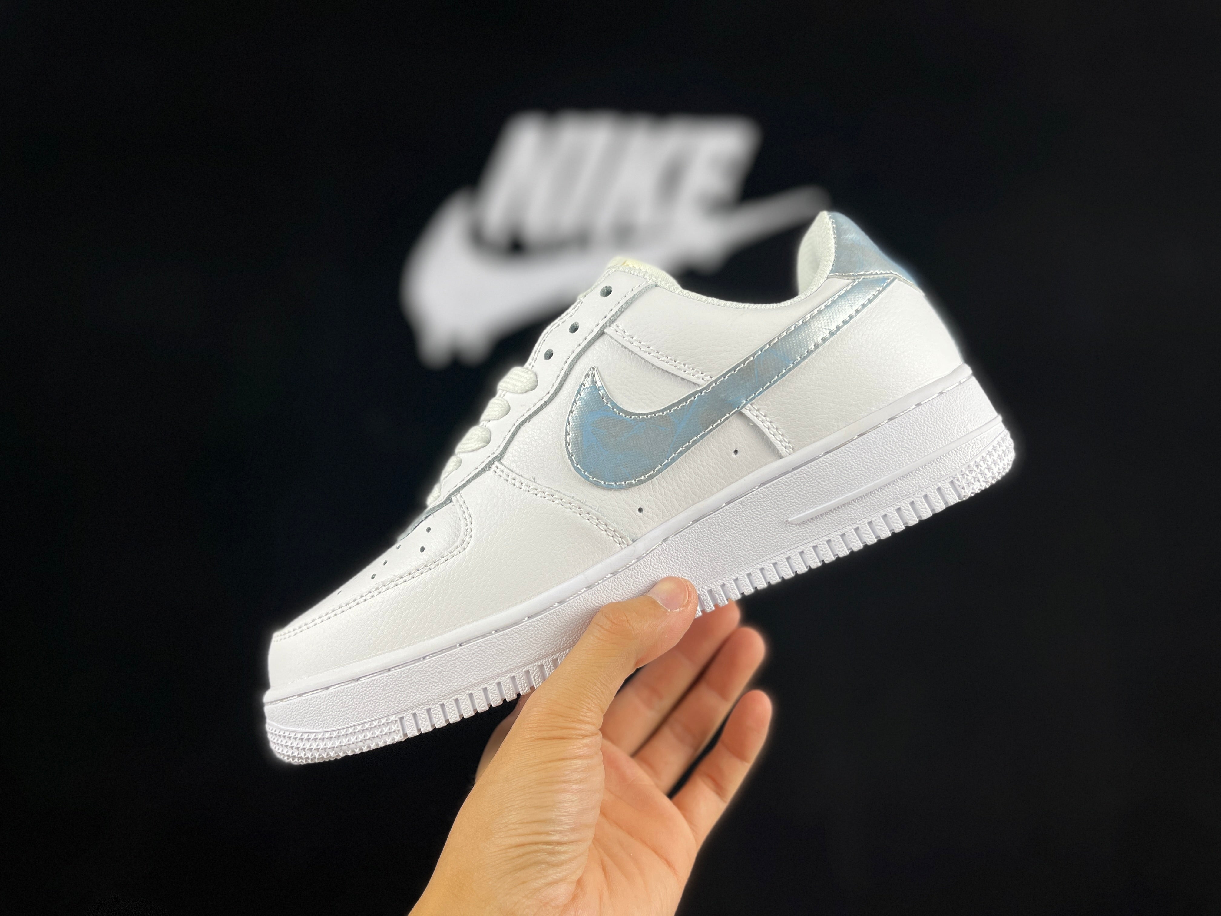 NIKE AIR FORCE 1 Low "White/Blue Iridescent Mist" - Image 3