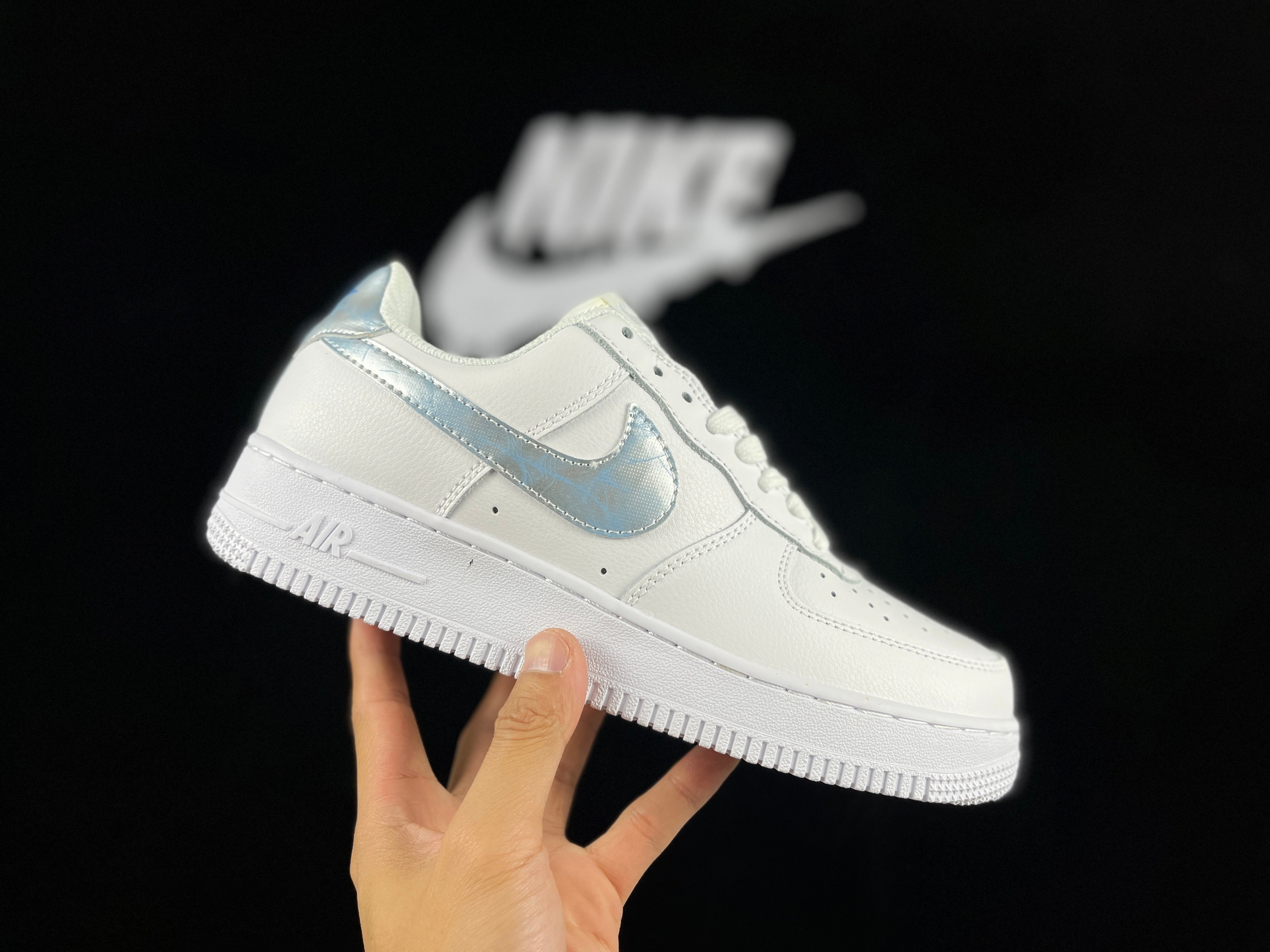 NIKE AIR FORCE 1 Low "White/Blue Iridescent Mist" - Image 2