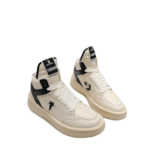 Rick Owens Cream and Black High-Top Sneakers