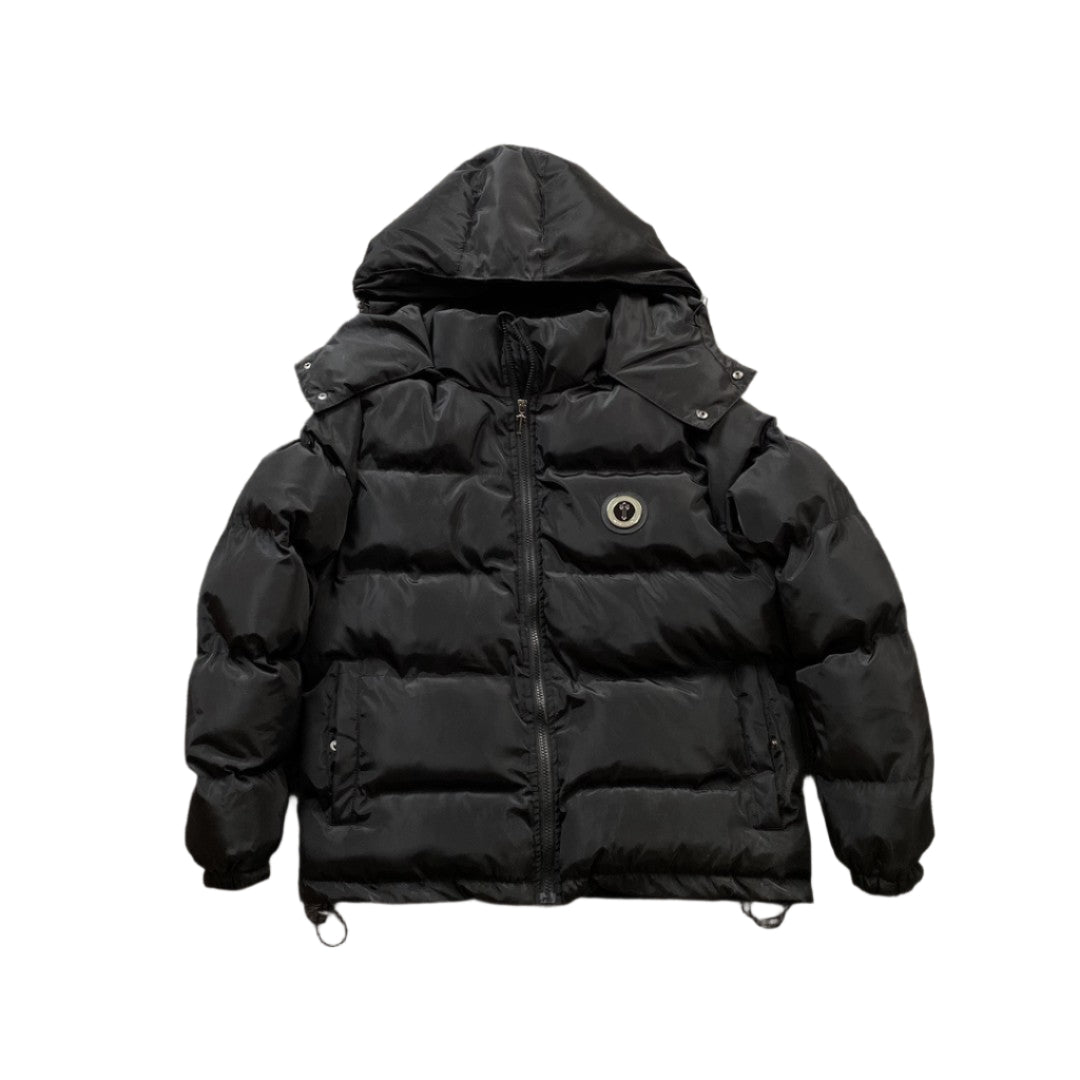 TRAPSTAR IRONGATE DETACHABLE HOODED PUFFER JACKET BLACK