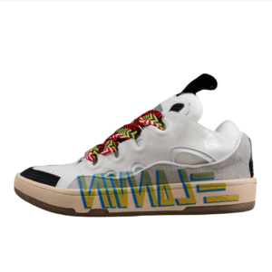 White Low Top Sneakers with Multicolor Laces