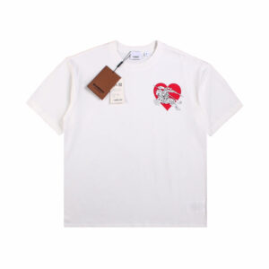 White T-Shirt with Heart and Skeleton Graphic